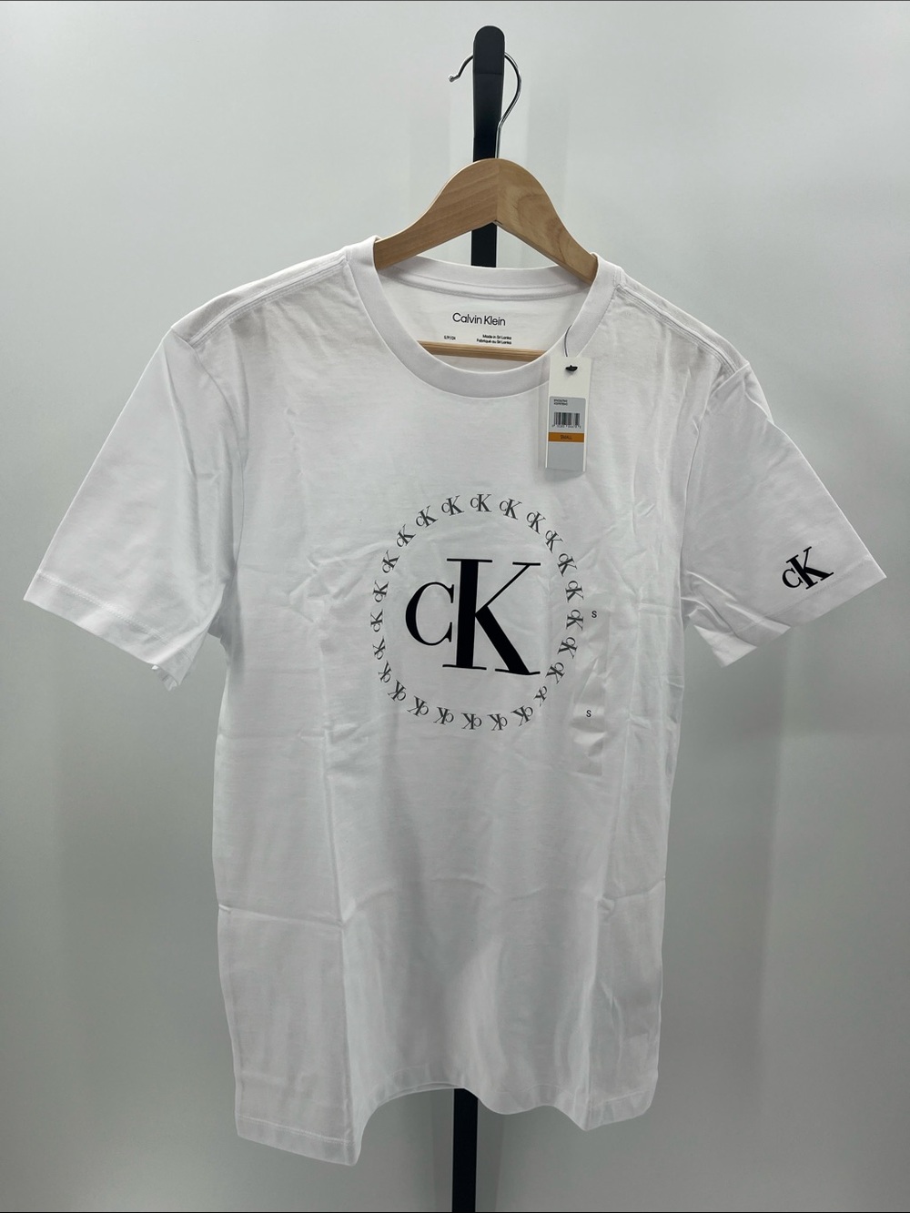 Calvin Klein White Crew Neck T-Shirt with Black CK Circle Logo